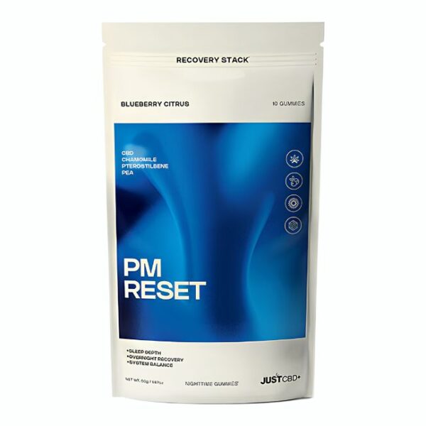 JUST CBD RECOVERY STACK PM RESET BLUEBERRY CITRUS GUMMIES 10CT/ POUCH
