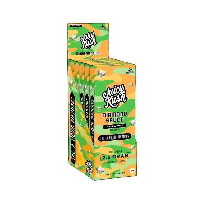 JUICY KUSH DIAMOND SAUCE THC-A LIQUID DIAMOND 2.5GM DISPO 5CT/ BOX