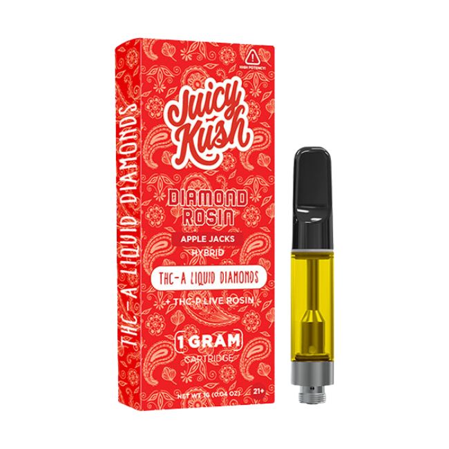 JUICY KUSH DIAMOND ROSIN THC-A LIQUID DIAMOND + THCP LIVE ROSIN 1GM CART 5CT/ BOX
