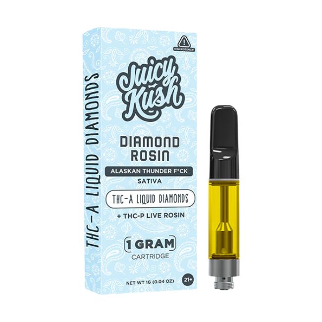 JUICY KUSH DIAMOND ROSIN THC-A LIQUID DIAMOND + THCP LIVE ROSIN 1GM CART 5CT/ BOX