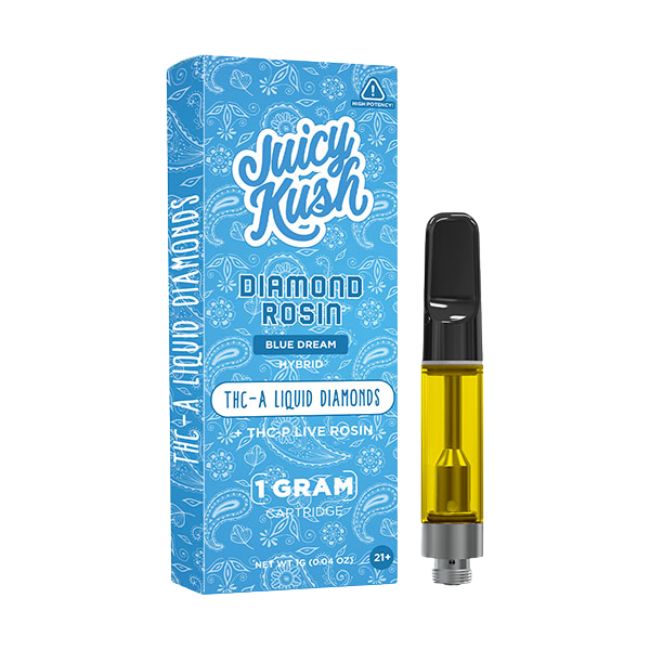 JUICY KUSH DIAMOND ROSIN THC-A LIQUID DIAMOND + THCP LIVE ROSIN 1GM CART 5CT/ BOX