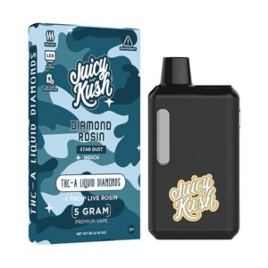 JUICY KUSH DIAMOND ROSIN THC-A LIQUID DIAMOND + THCP LIVE ROSIN 5GM DISPO 5CT/ BOX