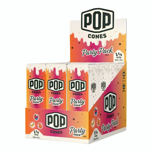 POP CONES 1-1/4 SIZE MIX FLAVOR PARTY PACK CONES 6PK 24CT/ DISPLAY