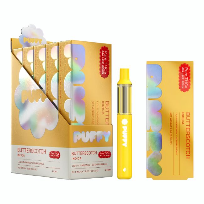 PUFFY PURE THCA 65A LIVE RESIN LIQUID DIAMONDS 2GM DISPO 5CT/ BOX