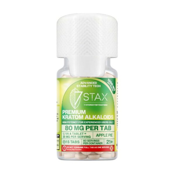 STAX 7-HYDROXY PREMIUM KRATOM ALKALOIDS 80MG PER TABLET 15CT/ JAR