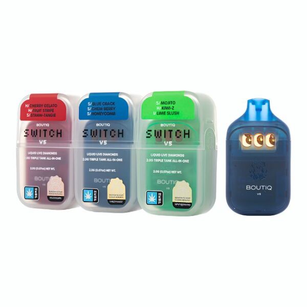 BOUTIQ SWITCH V5 THCP LIQUID LIVE DIAMOND TRIPLE TANK 2GM DISPO 10CT/ BOX
