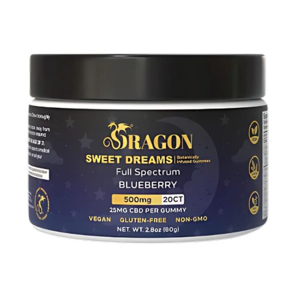 DRAGON SWEET DREAMS CBD + D9 THC BOTANICALS 500MG GUMMIES 20CT/ JAR