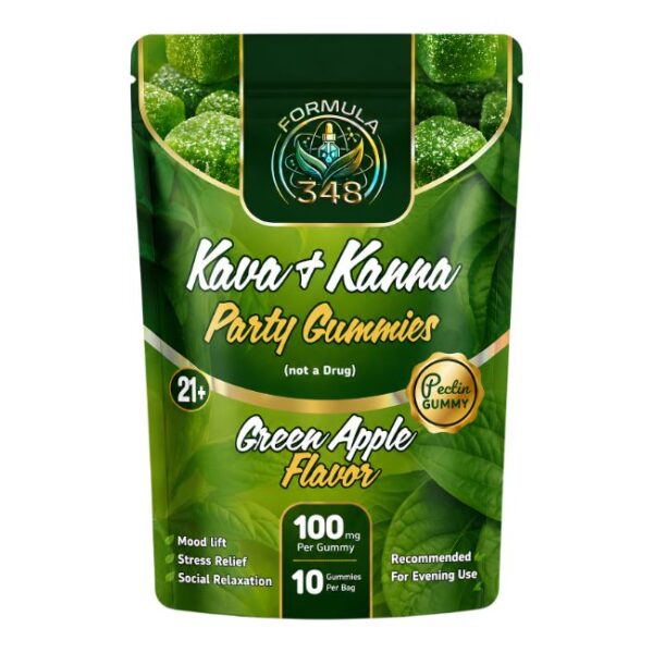 FORMULA 348 KAVA + KANNA PARTY GUMMIES GREEN APPLE 1000MG 10CT/ BAG