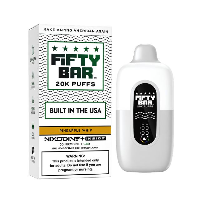 FIFTY BAR NIXODINE INSIDE + CBD DISPOSABLE (90ML) 20K PUFFS 5CT/ BOX (BUILT IN USA)