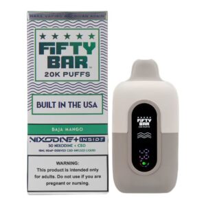 FIFTY BAR NIXODINE INSIDE + CBD DISPOSABLE (90ML) 20K PUFFS 5CT/ BOX (BUILT IN USA) FIFTY BAR NIXODINE INSIDE + CBD DISPOSABLE (90ML) 20K PUFFS 5CT/ BOX (BUILT IN USA)