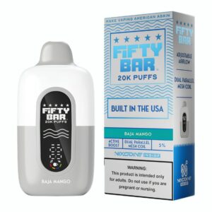 FIFTY BAR NIXODINE INSIDE 5% DISPOSABLE (90ML) 20K PUFFS 5CT/ BOX (BUILT IN USA)