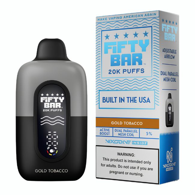 FIFTY BAR NIXODINE INSIDE 5% DISPOSABLE (90ML) 20K PUFFS 5CT/ BOX (BUILT IN USA)