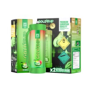 GOLDWHIPMAXI2C01 GOLD WHIP MAXI N2O 2KG / 3.3L TANK CHARGERS 2CT/ BOX