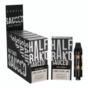 HALF BAK’D SAUCE’D EXOTIX THC-P + THC-B + HHC + D8 2GM CART 5CT/ BOX HALF BAK'D SAUCE'D EXOTIX THC-P + THC-B + HHC + D8 2GM CART 5CT/ BOX
