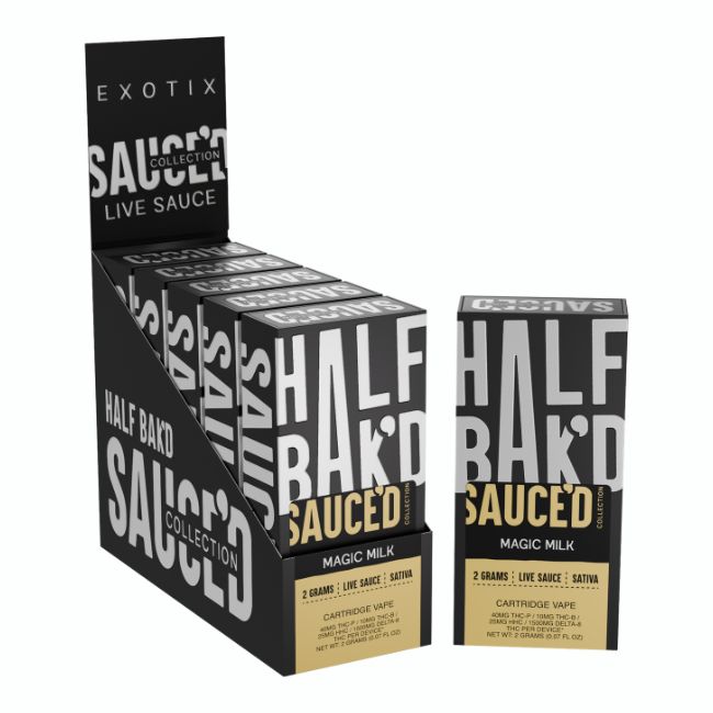 HALF BAK'D SAUCE'D EXOTIX THC-P + THC-B + HHC + D8 2GM CART 5CT/ BOX
