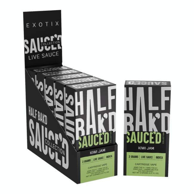 HALF BAK'D SAUCE'D EXOTIX THC-P + THC-B + HHC + D8 2GM CART 5CT/ BOX