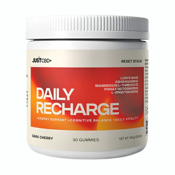JUST CBD RESET STACK DAILY RECHARGE DARK CHERRY GUMMIES 30CT/ JAR