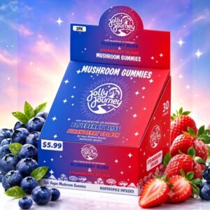 JOLLY JOURNEY NOOTROPICS INFUSED MUSHROOM VEGAN 60K MG GUMMIES 2PK 30CT/ BOX (PRE PRICED $5.99)