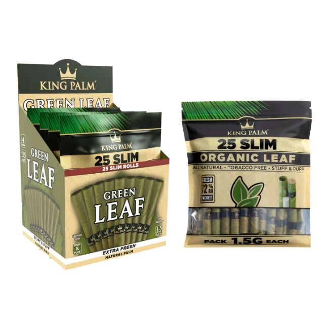 KING PALM GREEN LEAF MINI TOBACCO FREE 1GM CONES 25PK 4CT/ BOX