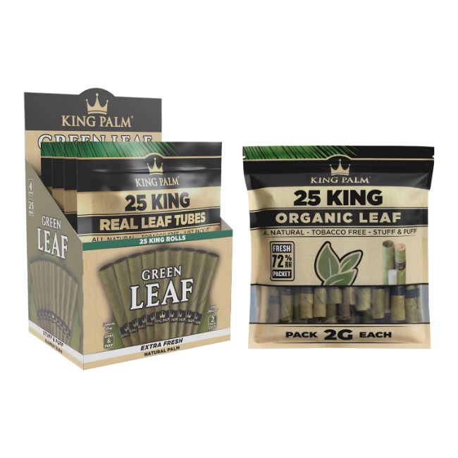 KING PALM GREEN LEAF MINI TOBACCO FREE 1GM CONES 25PK 4CT/ BOX