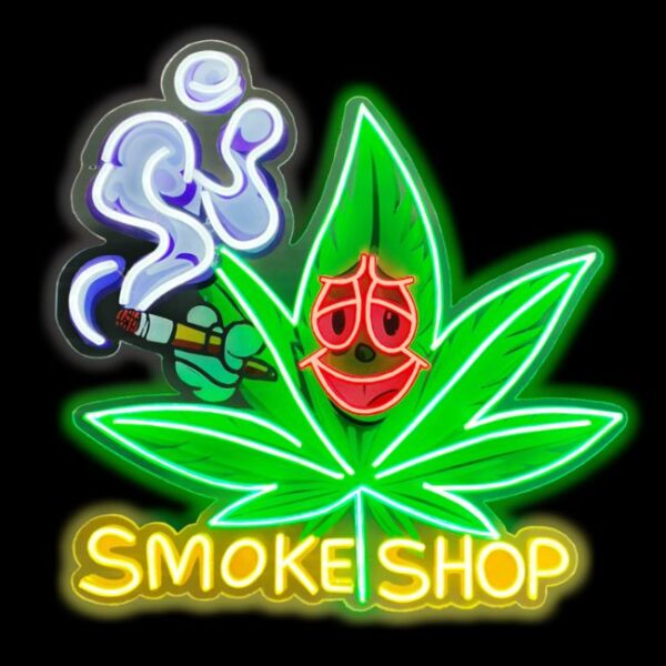 LED NEON SIGN DESIGN PRINT SMOKE SHOP WITH REMOTE CONTROL (22.8 X 23.62'') (NV-NS-DPSMS8)