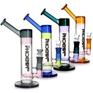 PHX65401 PHOENIX GLASS 12" INLINE DIFFUSER PERC WITH GOLDEN PHOENIX STAR LOGO WATER PIPE