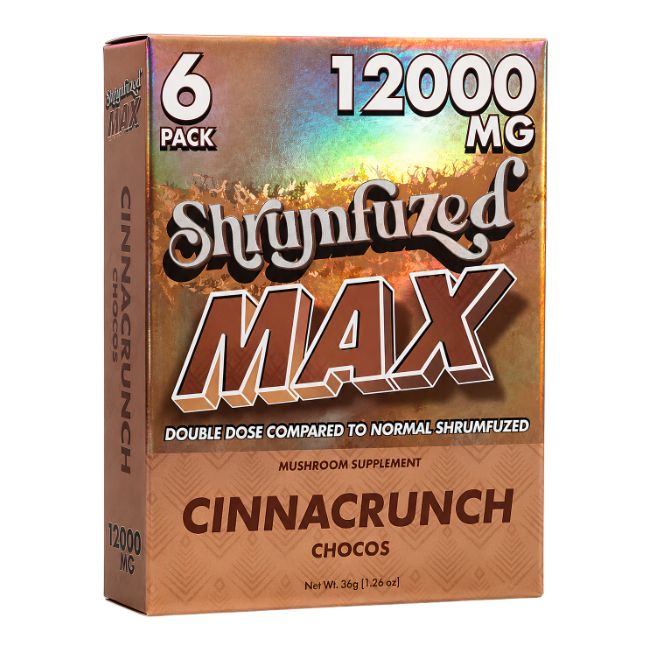 SHRUMFUZED MAX DOUBLE DOSE MUSHROOM CHOCOS 12000MG 6CT/5PK BOX