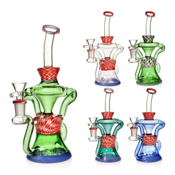 PHOENIXSTAR 9" RECYCLER AMERICAN COLOR ROD GLASS WATER PIPE
