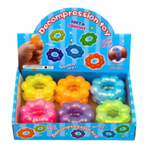 SQUISHY DECOMPRESSION GLITTERING DONUT DESIGN DUMPLING 12CT/ DISPLAY