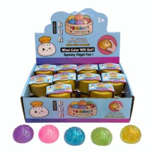 SQUISHY MINI DUMPLING SENSORY FIDGET TOY ASSORTED DESIGN 12CT/ DISPLAY