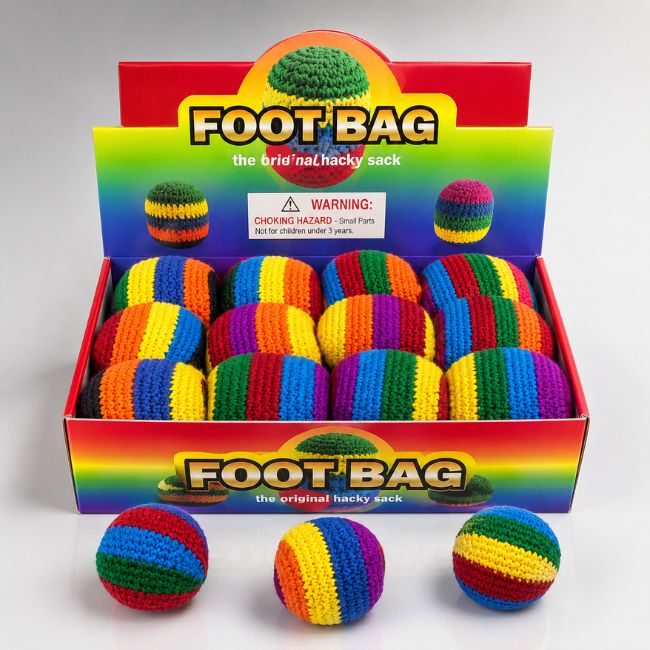 SQUISHY FOOT BAG SANDBAGS BALL TOY 24CT/ DISPLAY