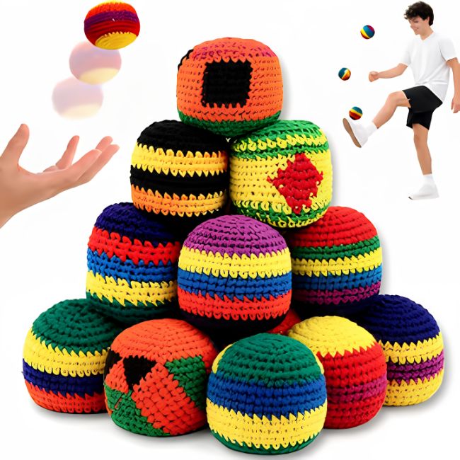 SQUISHY FOOT BAG SANDBAGS BALL TOY 24CT/ DISPLAY