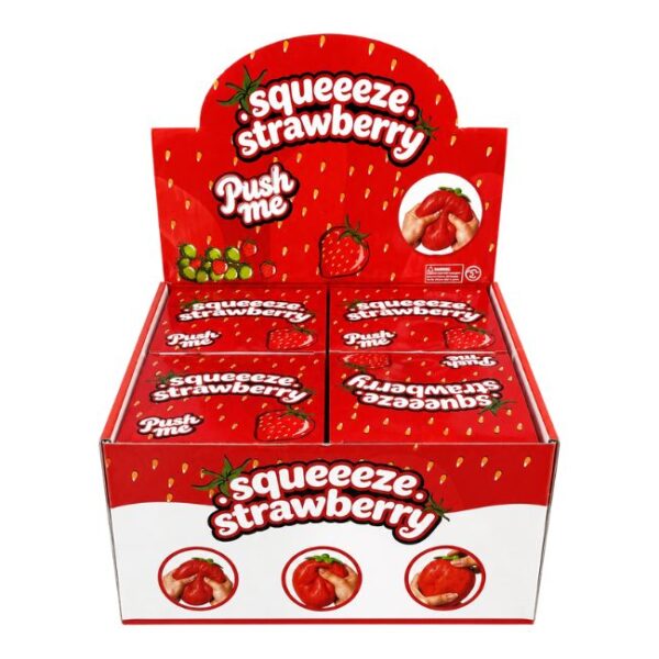 SQUISHY STRAWBERRY SOFT STRETCHY SENSORY FIDGET TOY 4CT/ DISPLAY