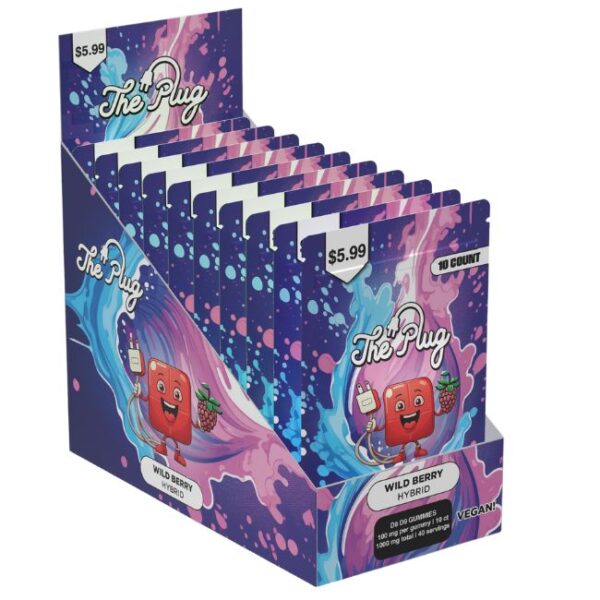 THE PLUG D8 + D9 1,000MG 10PK VEGAN GUMMIES 10CT/ BOX (PRE PRICED $5.99)