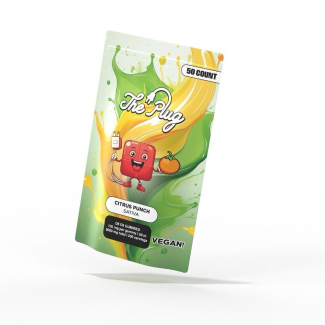 THE PLUG D8 + D9 5,000MG VEGAN GUMMIES 50CT/ BAG