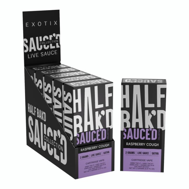 HALF BAK'D SAUCE'D EXOTIX THC-P + THC-B + HHC + D8 2GM CART 5CT/ BOX