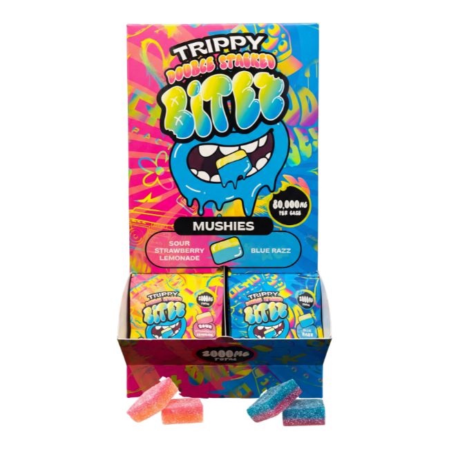 TRIPPY DOUBLE STACKED BITEZ MUSHIES MUSHROOM GUMMIES 2000MG/2CT/40PK DISPLAY