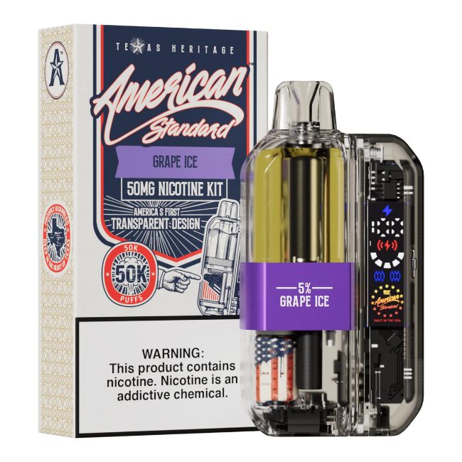 AMERICAN STANDARD 5% DISPOSABLE KIT (115ML) 50K PUFFS 5CT/ BOX (TEXAS HERITAGE)