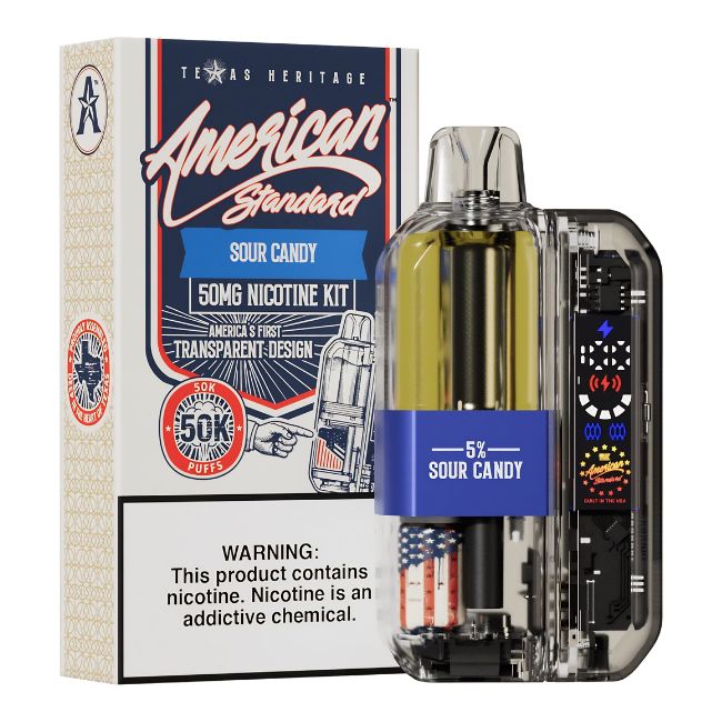 AMERICAN STANDARD 5% DISPOSABLE KIT (115ML) 50K PUFFS 5CT/ BOX (TEXAS HERITAGE)