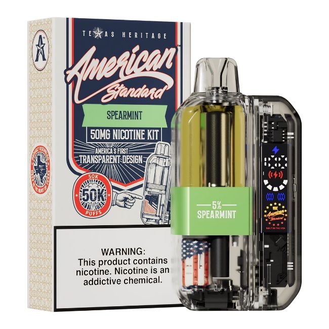 AMERICAN STANDARD 5% DISPOSABLE KIT (115ML) 50K PUFFS 5CT/ BOX (TEXAS HERITAGE)