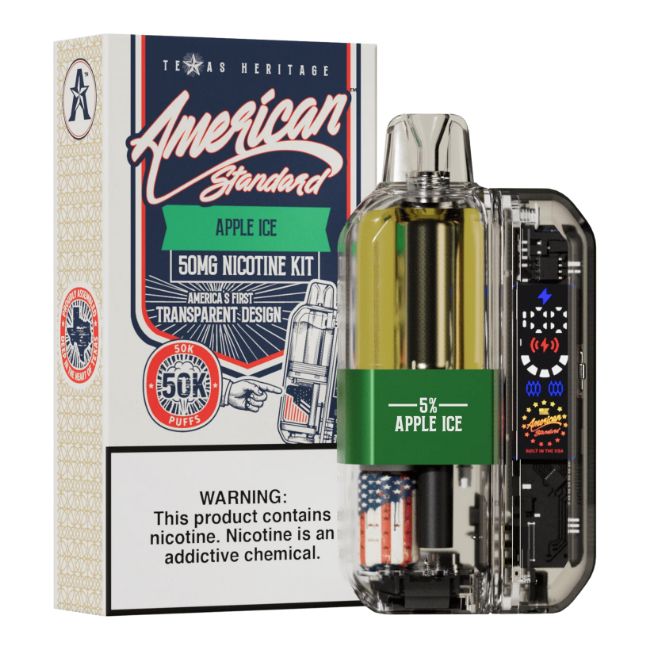 AMERICAN STANDARD 5% DISPOSABLE KIT (115ML) 50K PUFFS 5CT/ BOX (TEXAS HERITAGE)