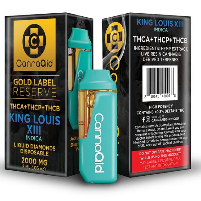 CANNAAID GOLD LABEL RESERVE THCA+THCP+THCB LIQUID DIAMONDS 2GM DISPO 5CT/ BOX