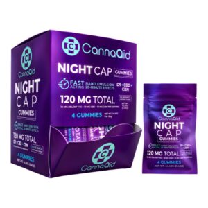 CANNAAID D9-THC + CBD + CBN NIGHT CAP 120MG 4PK GUMMIES 30CT/ BOX