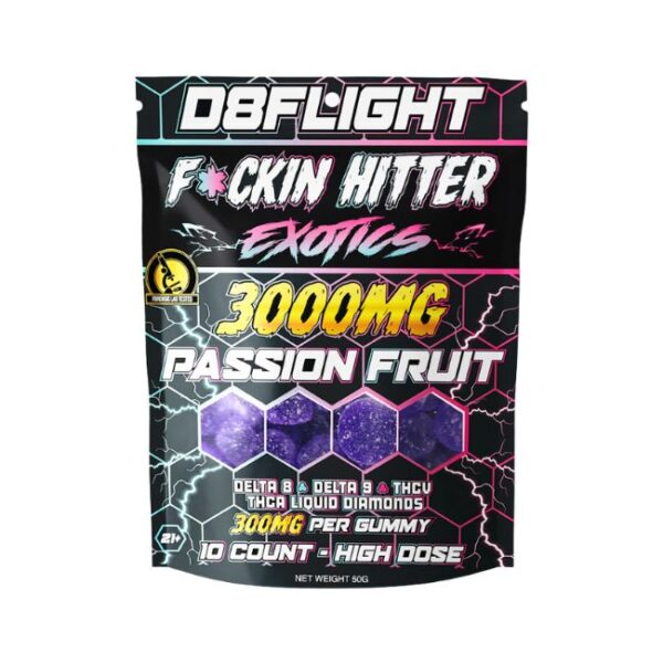 D8FLIGHT EXOTICS D8 + D9 + THCV + THCA LIQUID DIAMONDS 3000MG GUMMIES 10CT BAG