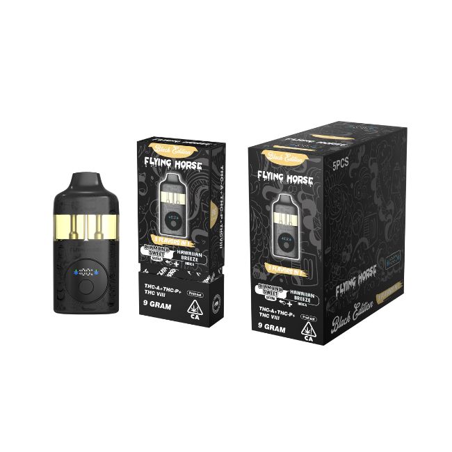 FLYING HORSE BLACK EDITION THC IX+THCP+THC VIII 3 IN 1 FLAVOR 9GM DISPO 5CT/ BOX