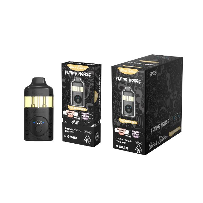 FLYING HORSE BLACK EDITION THC IX+THCP+THC VIII 3 IN 1 FLAVOR 9GM DISPO 5CT/ BOX