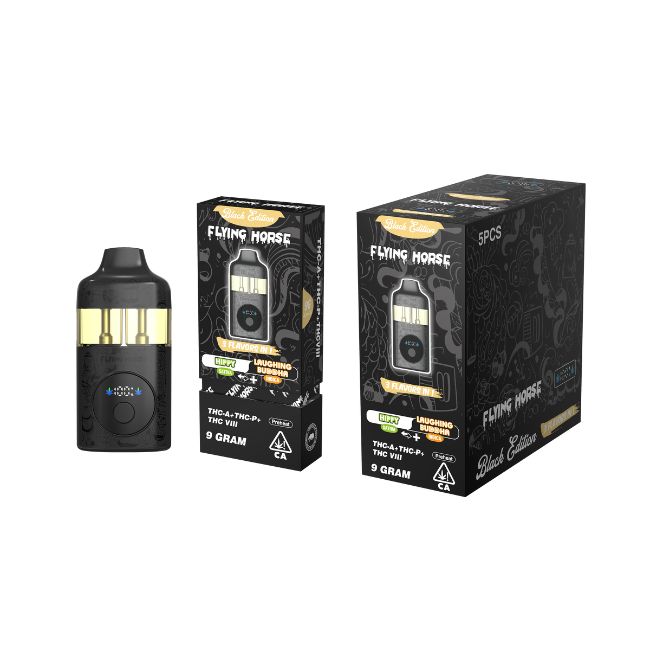FLYING HORSE BLACK EDITION THC IX+THCP+THC VIII 3 IN 1 FLAVOR 9GM DISPO 5CT/ BOX
