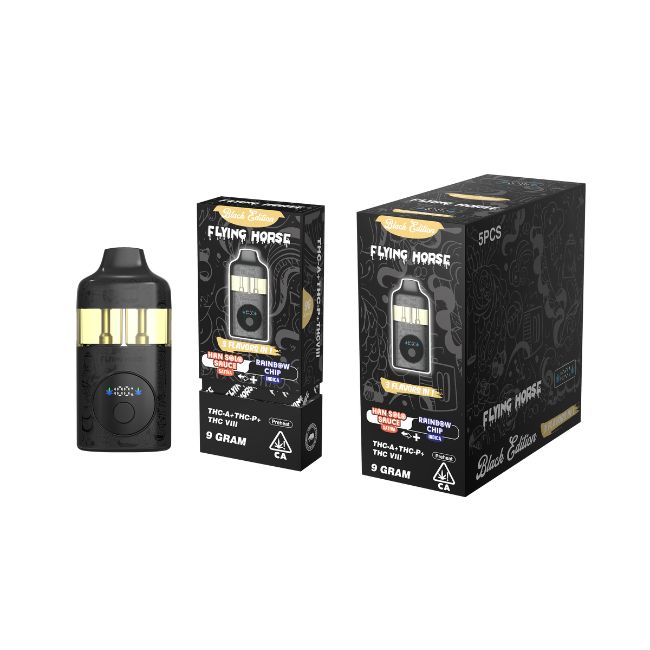 FLYING HORSE BLACK EDITION THC IX+THCP+THC VIII 3 IN 1 FLAVOR 9GM DISPO 5CT/ BOX