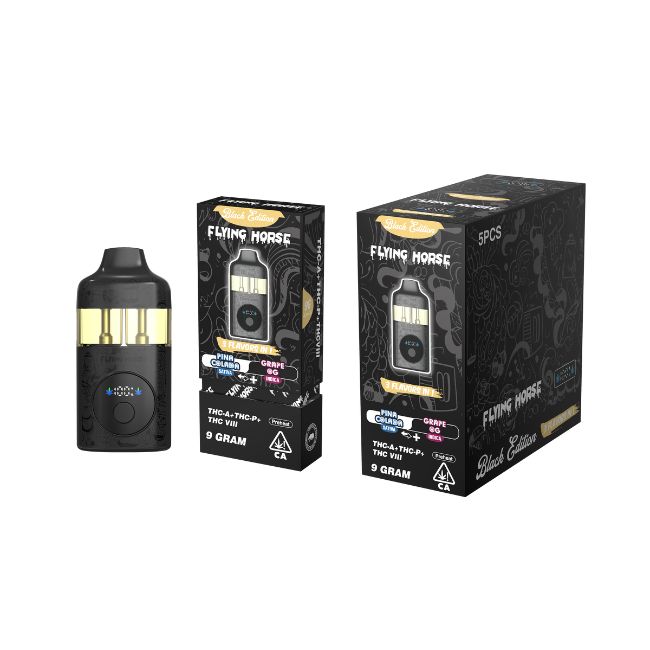 FLYING HORSE BLACK EDITION THC IX+THCP+THC VIII 3 IN 1 FLAVOR 9GM DISPO 5CT/ BOX