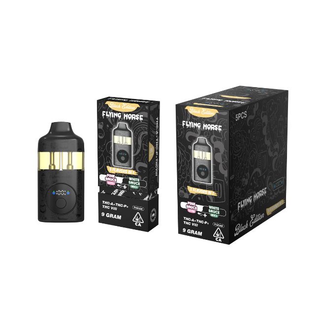 FLYING HORSE BLACK EDITION THC IX+THCP+THC VIII 3 IN 1 FLAVOR 9GM DISPO 5CT/ BOX